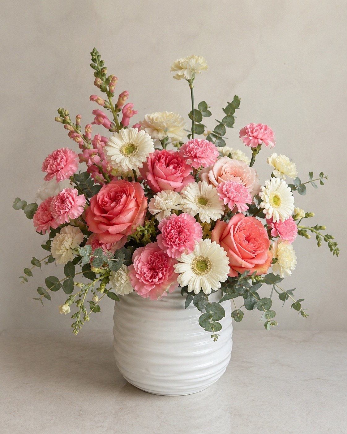 Pink vase arrangement